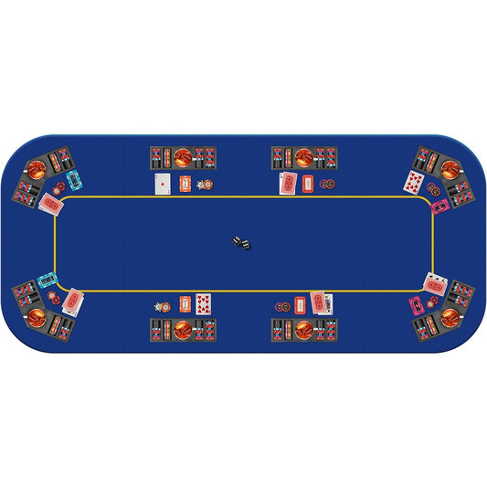 VIVOHOME 79 x 36 Inch Foldable 8-Player Texas Poker Cards Tabletop Layout Portable Non-Slip Rubber Board Game Mat with Cup Holder and Carry Bag