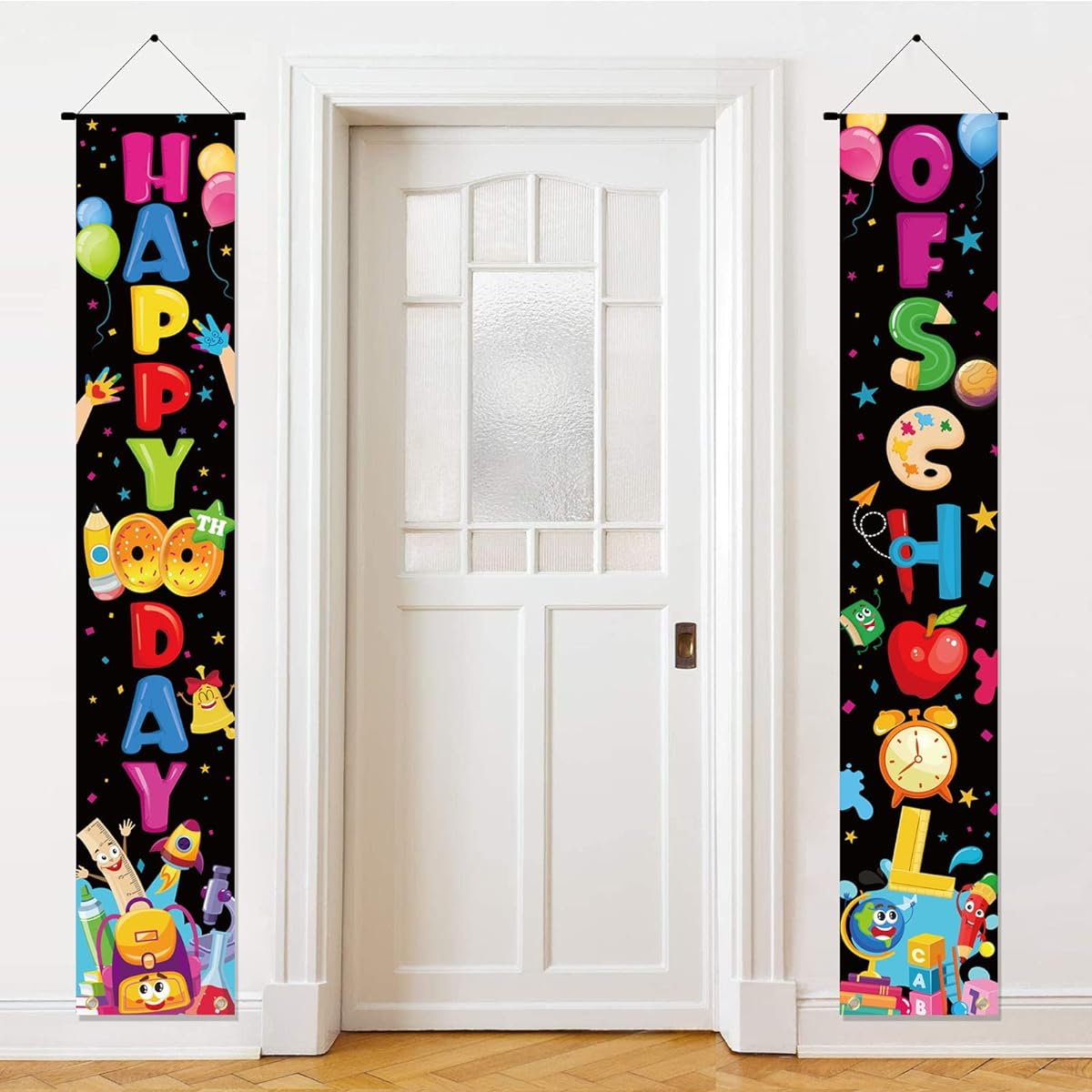 HOWAF 100th Day Of School Party Decoration Banner Happy 100 Days of School Porch Sign Kindergarten Preschool Elementary School Celebration 100 Days Party Decoration Supplies 100 Days Smart Party Favors Entrance Banner
