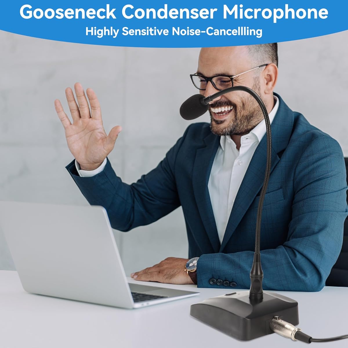 Gooseneck Condenser Microphone 6.35mm Wired Microphone Podium Microphone Desktop Paging Microphone Corded Audio Microphone for Meetings and Lectures