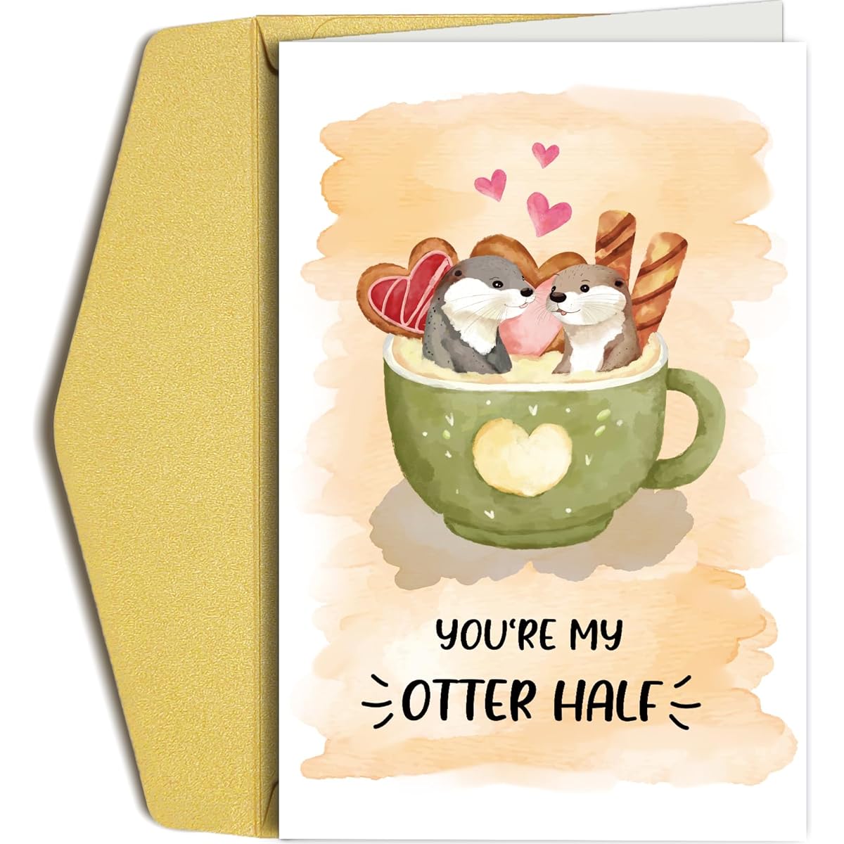 Oamiolek Cute Otter Half Valentine's Day Card Husband Wife Him Her Funny Birthday Card Boyfriend Girlfriend