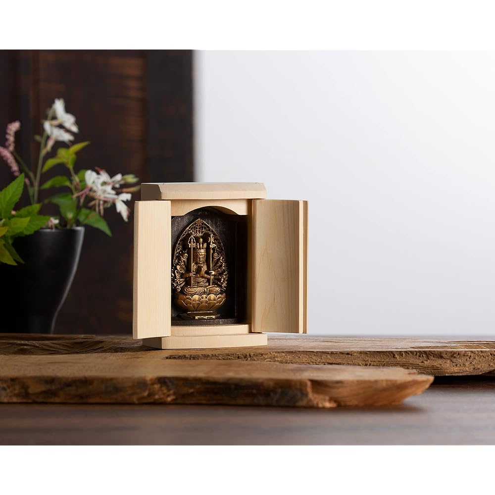 Zeku Senju Kannon Buddha statue with Zushi (golden antique finish) Mount Jyujuin prayer _ Born in the Year of the Rat Twelve Zodiac Amulet Principal Image Zodiac (T00254-A