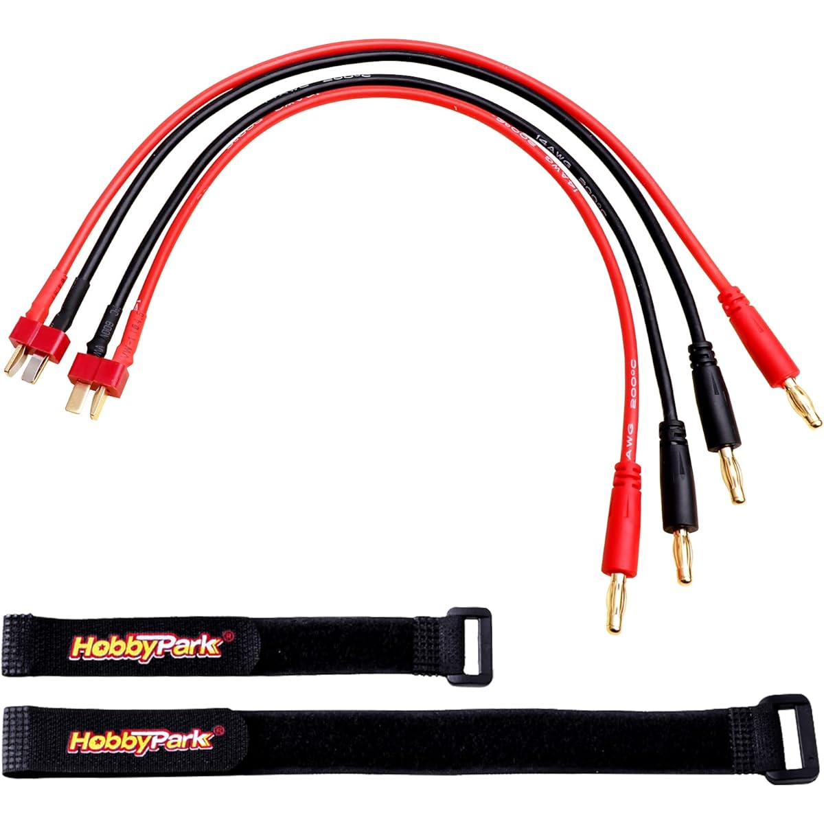 HobbyPark Deans T Plug Male 4mm Banana Bullet Connector Plug RC Battery Charger Charging Cable Adapter Extension Lead 2pcs