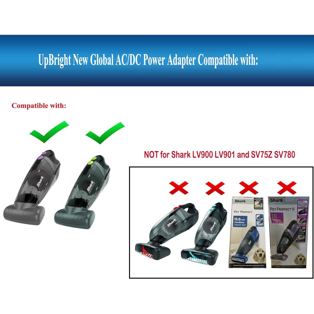 UpBright 14.4V AC/DC Adapter for Shark Cordless LV800 LV801 LV801C LV 800 801 Pet Perfect PetPerfect 10.8V Lithium Ion Vacuum Cleaner Vac YLJXA-T134045 ZD006C144045USE E-TEK Power Charger