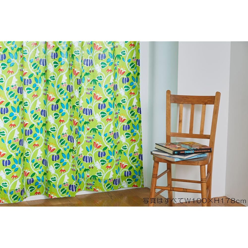 MOOMIN Tribute Works Curtain Width 100 x Length 135 Botanical Garden Green Set of 2 Made in Japan