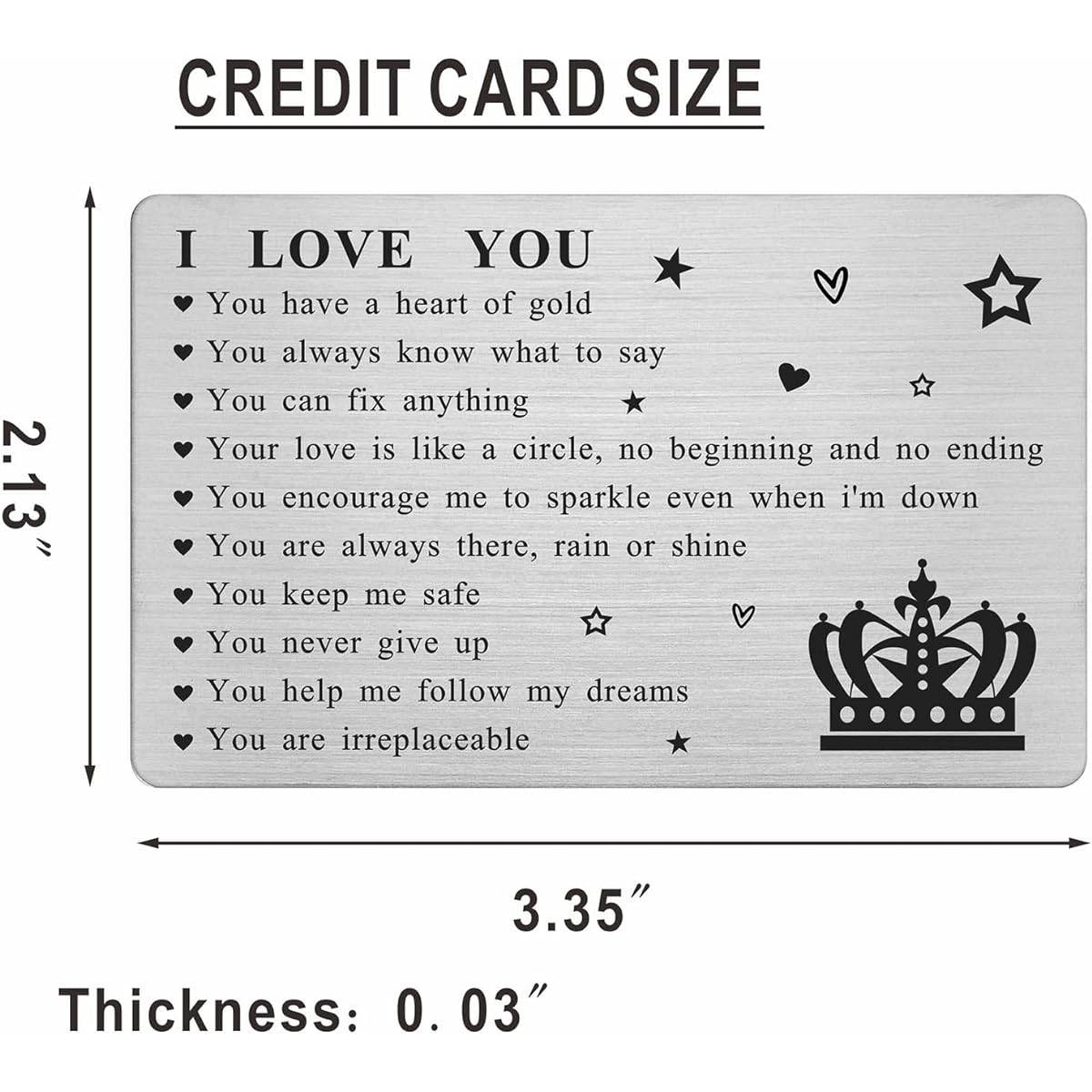 SOUSYOKYO 10 Reasons Why I Love You Note Card I Love You Card Express Your Love for Him Personalized Keepsake Gift for Men Boyfriend Husband Stainless Steel Anniversary Birthday Gift Christmas