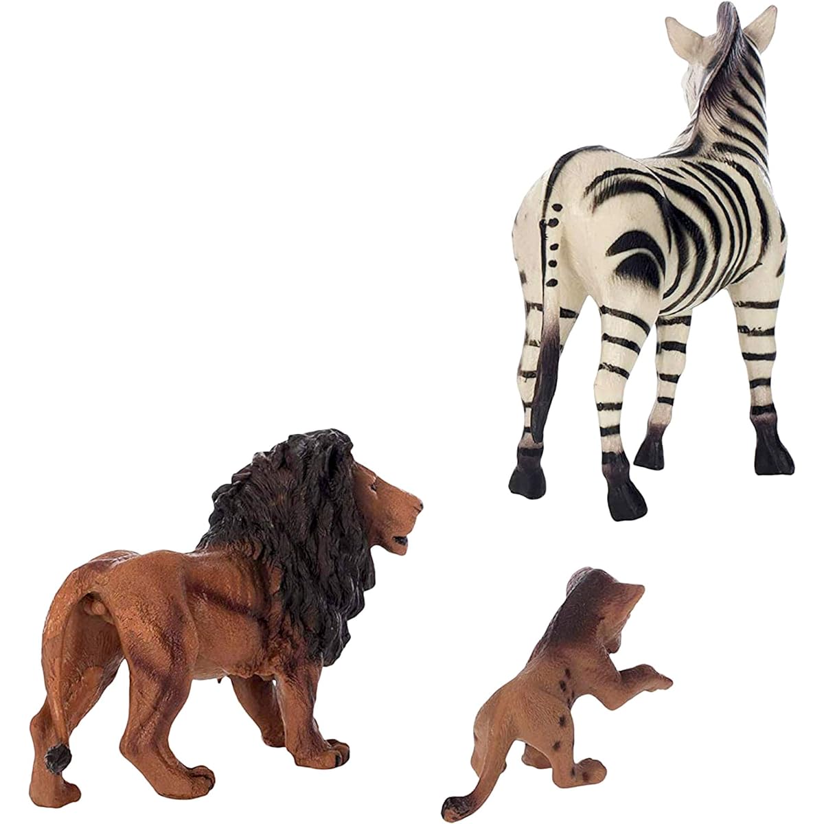 Class Collections Father Lion Baby Lion and Zebra Animal Figures 5" Kids Toys 3 Piece Playset