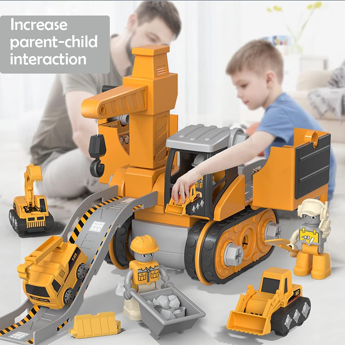 Kids Building Toy Truck Set Enchanted Vehicles Paris Set Crane Transport Trailer Bulldozer Forklift DIY Disassembly Toy 3-8 Years Kids Christmas Birthday Gift Boys Girls
