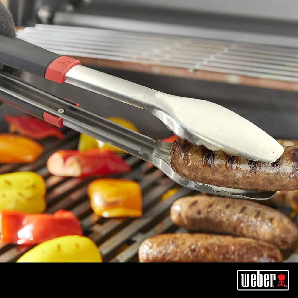 Weber Stainless Steel Grill Tongs 40cm Dishwasher Safe Silver Small