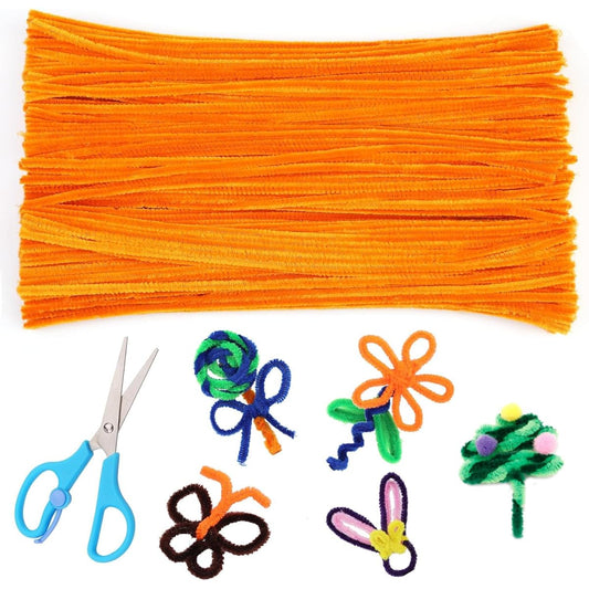 LUNARM 300pcs Pipe Cleaners, Craft Pipe Cleaners with Scissors, Chenille Stems for Arts and Crafts Projects, Pipe Cleaners Chenille Stems Creative DIY Decoration (Yellow)