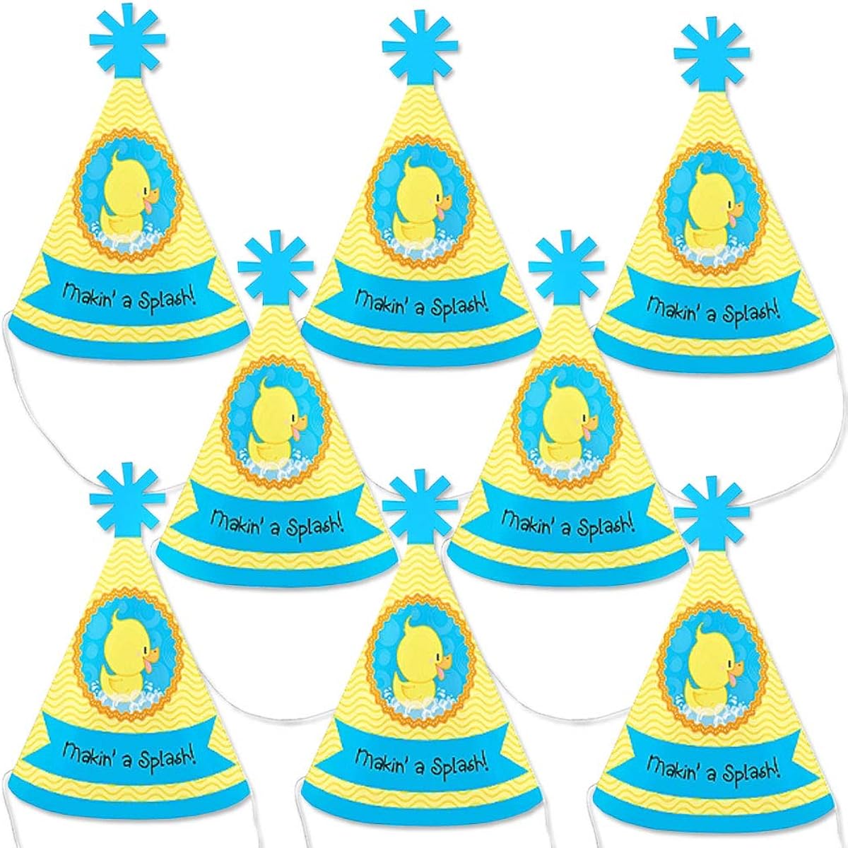 Big Dot of Happiness Ducky Duck Mini Corn Baby Shower Birthday Party Hat Small Party Hat Set of 8