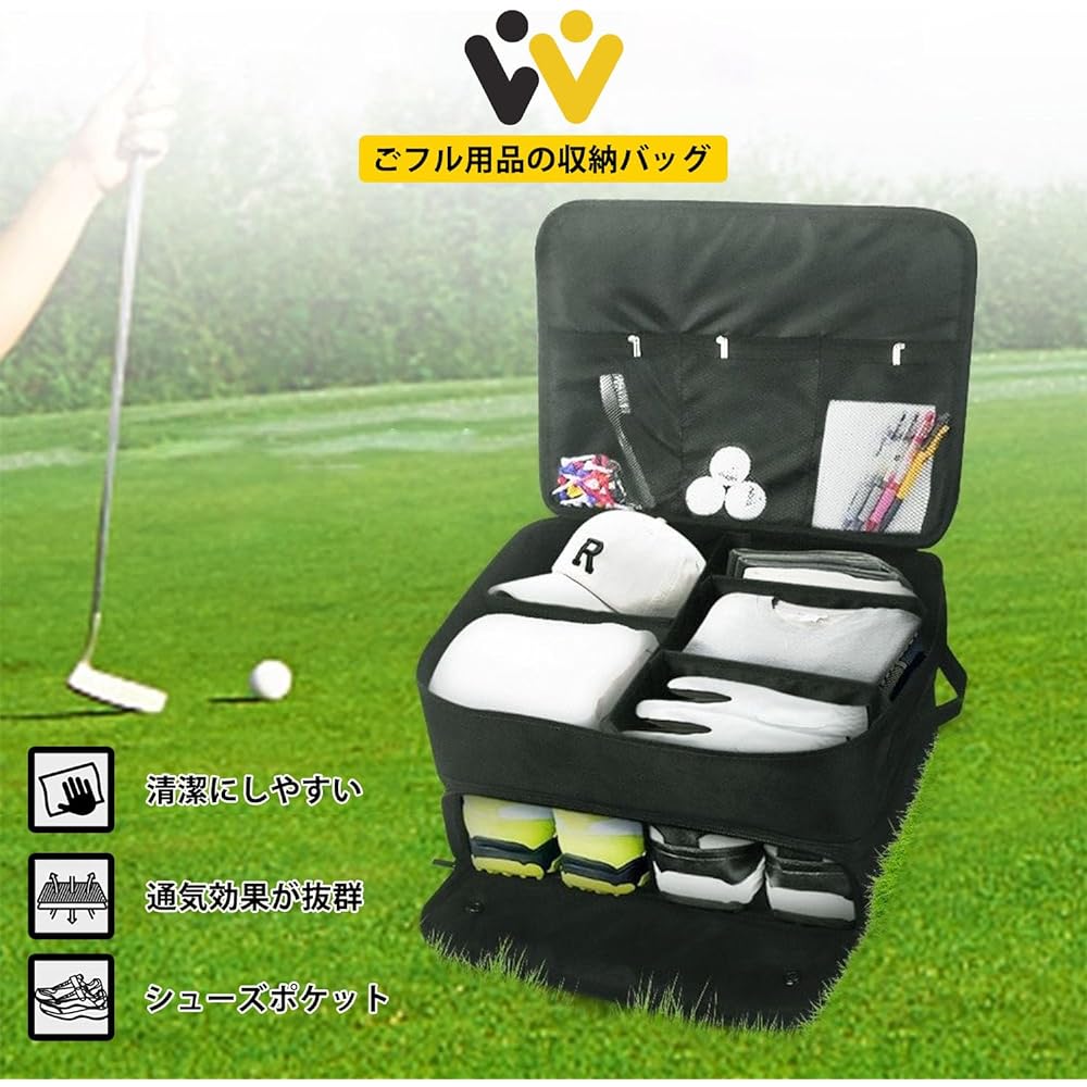 Golf Boston Bag, Golf Bag, Tote Bag, Golf Equipment Storage, Golf Gym Bag with Storage Pocket, Large Capacity, Waterproofing, Black
