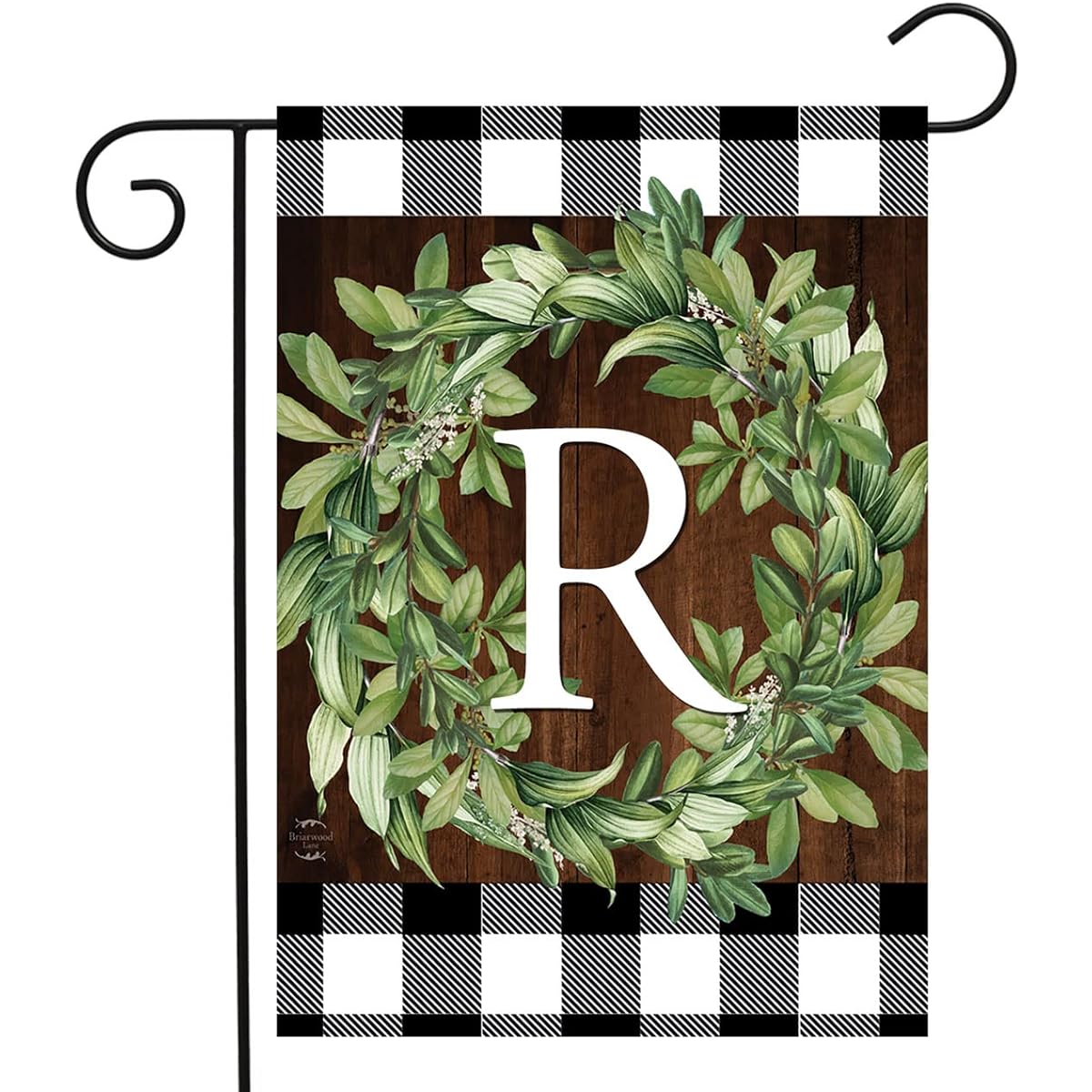Briarwood Lane Wreath Monogram R Garden Flag Everyday 12.5" x 18"