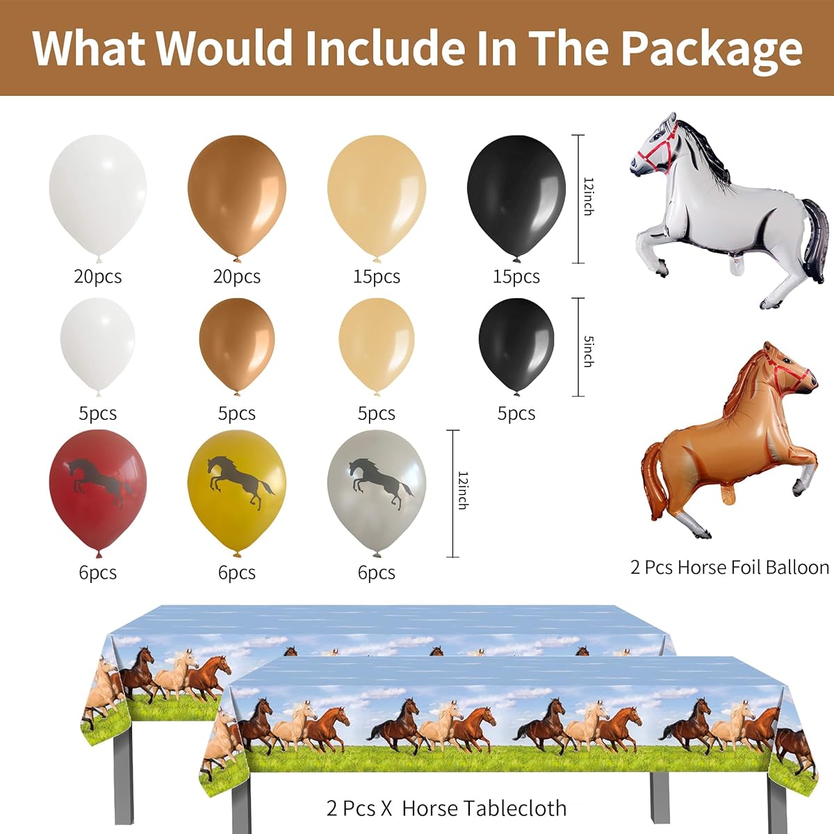 HYOWCHI Horse Themed Party Supplies Kit (Brown Boy)