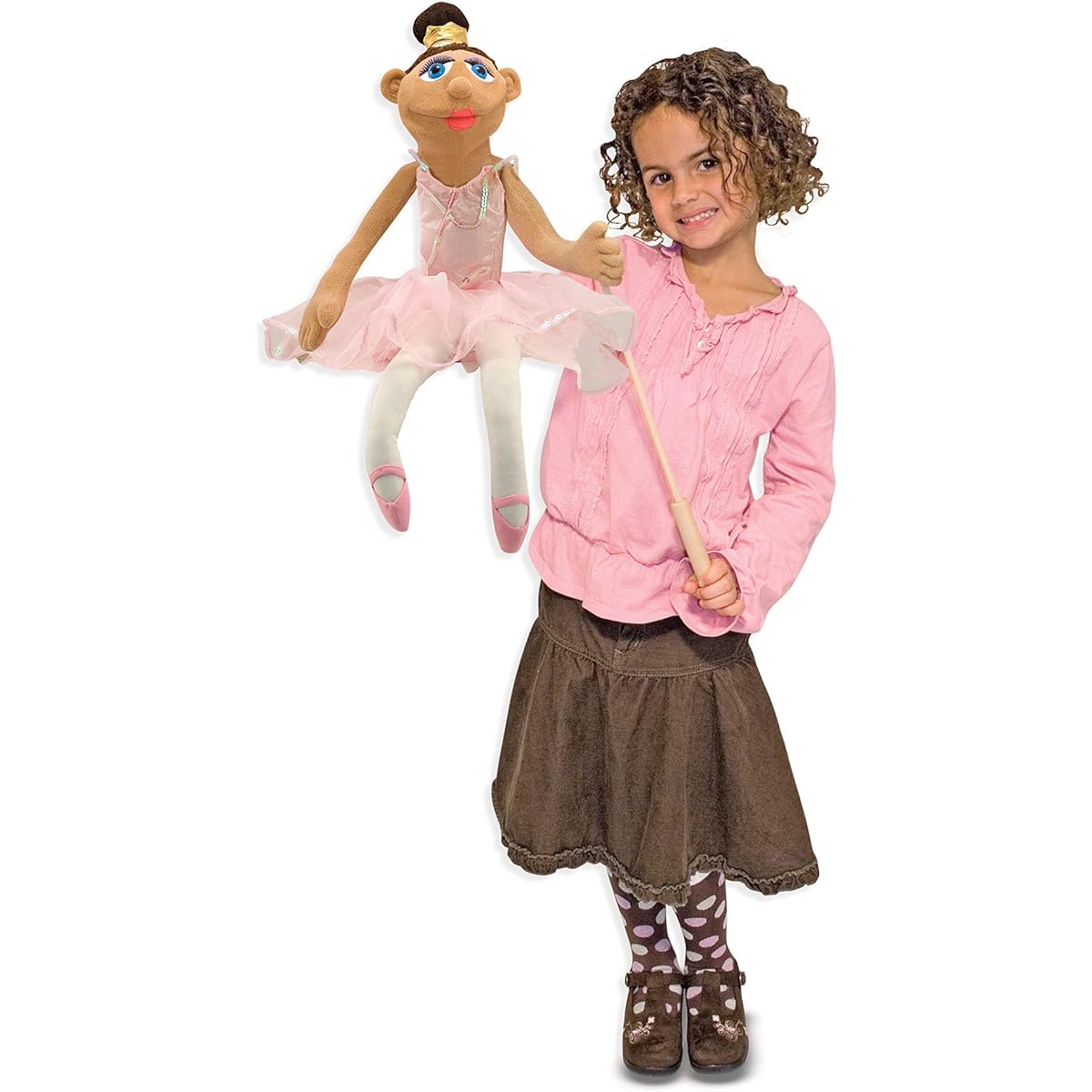 Melissa & Doug Ballerina Puppet - Full-Body with Detachable Wooden Rod for Animated Gestures