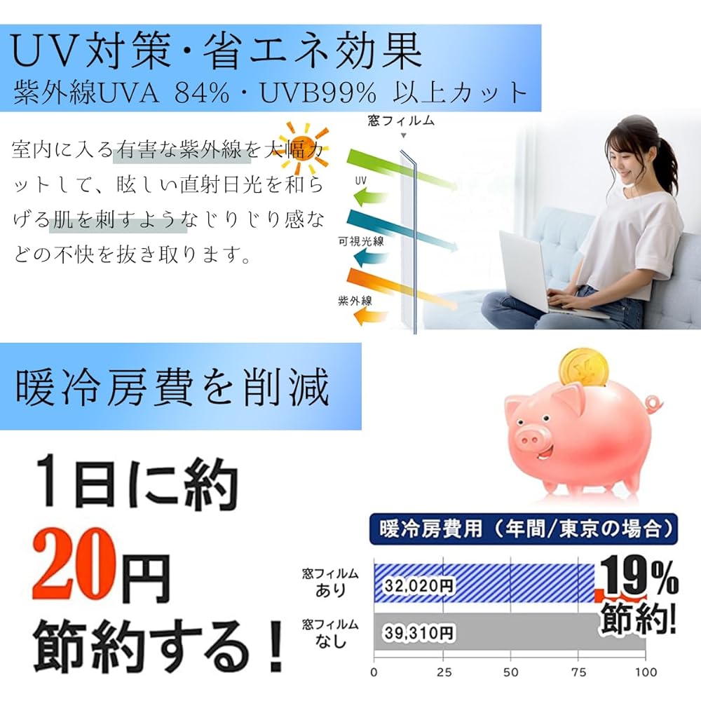 [4 pieces, genuine Japanese product] Window insulation sheet/film, window heat shielding, window film, magic mirror film, blindfold sheet, UV/UV protection, sun protection, window glass film, glass shatter prevention, crime prevention, sample provision s