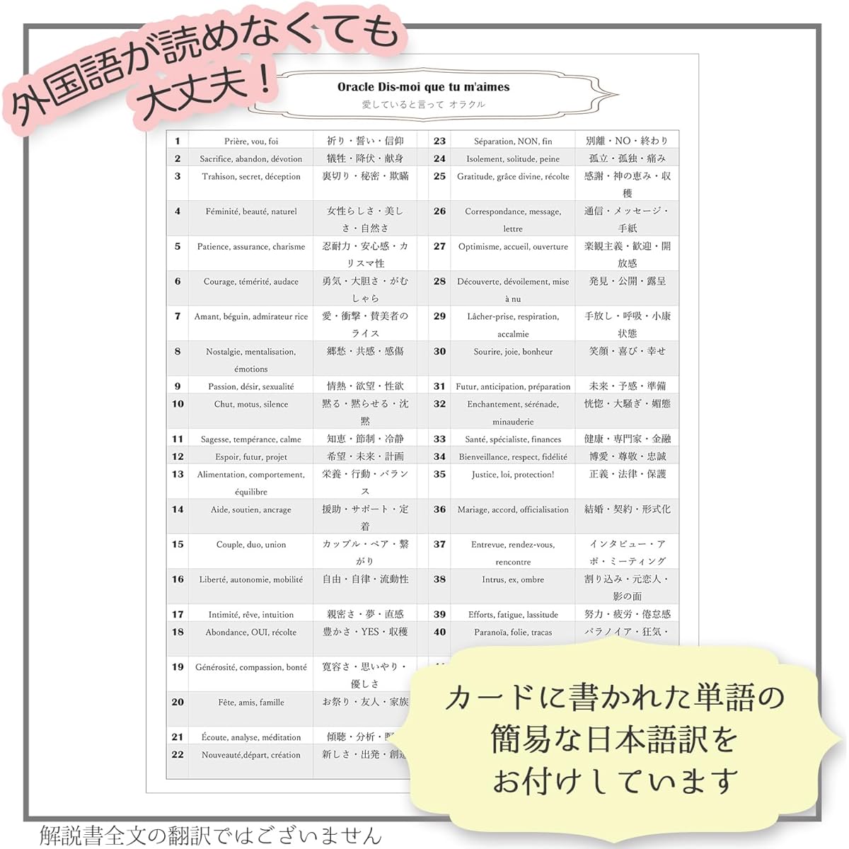 [Genuine] Tell me you love me Oracle [Oracle card meanings in Japanese] Tarot fortune telling