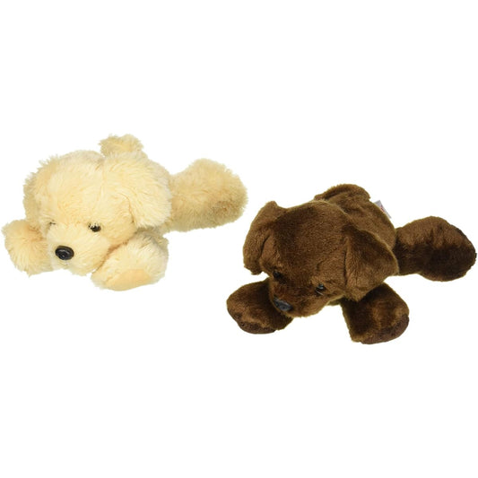 Aurora 8" Floppy Bean Bag Stuffed Dogs - Golden Retriever and Lil' Lucky Chocolate Labrador - Set of 2