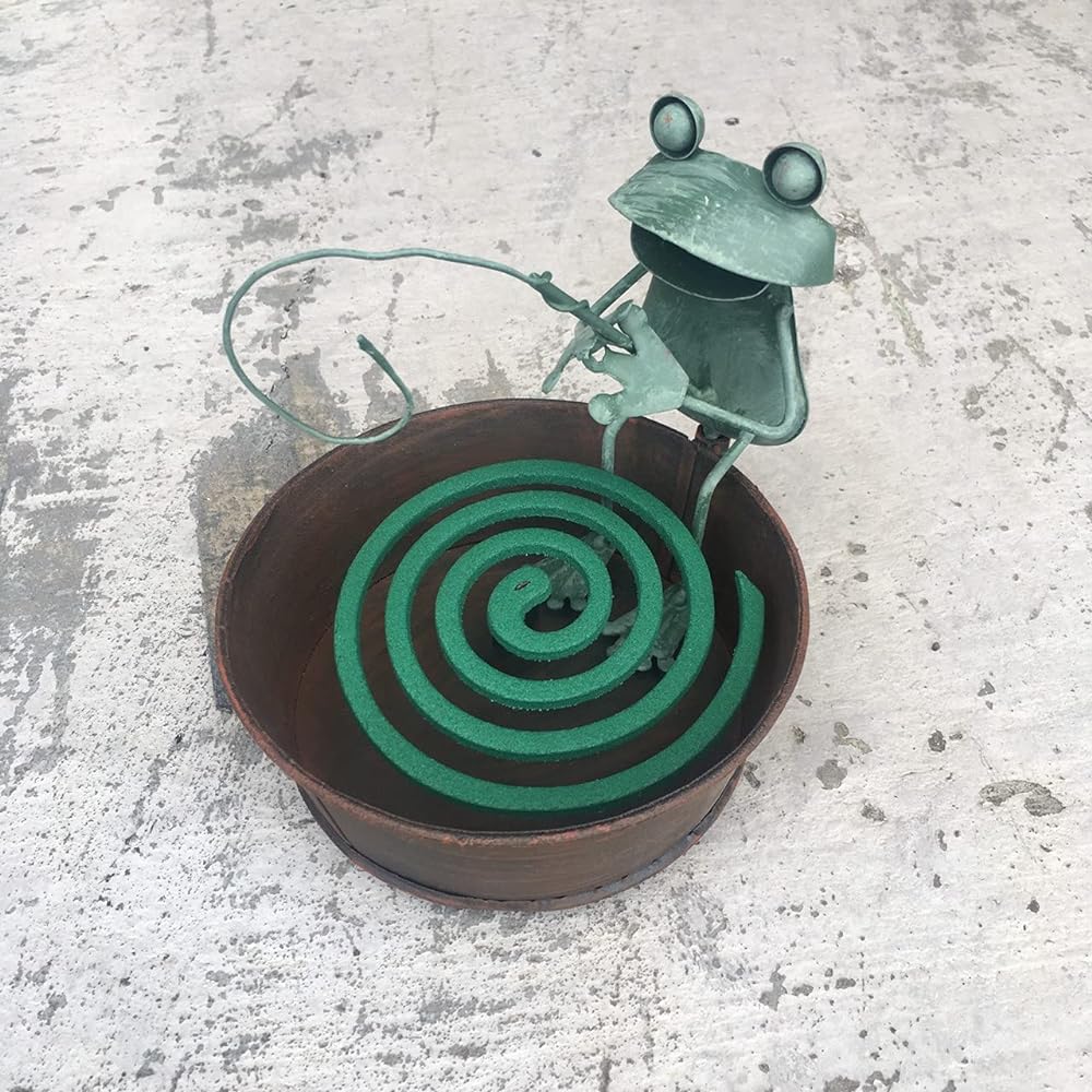 [2024 Frog Fishing Mosquito Trap] Frog Frog Mosquito Coil Holder Mosquito Coil Holder Mosquito Coil Case Dish Holder Case Fishing Tin Handmade Camping Outdoor Garden Interior Ornament Miscellaneous Goods