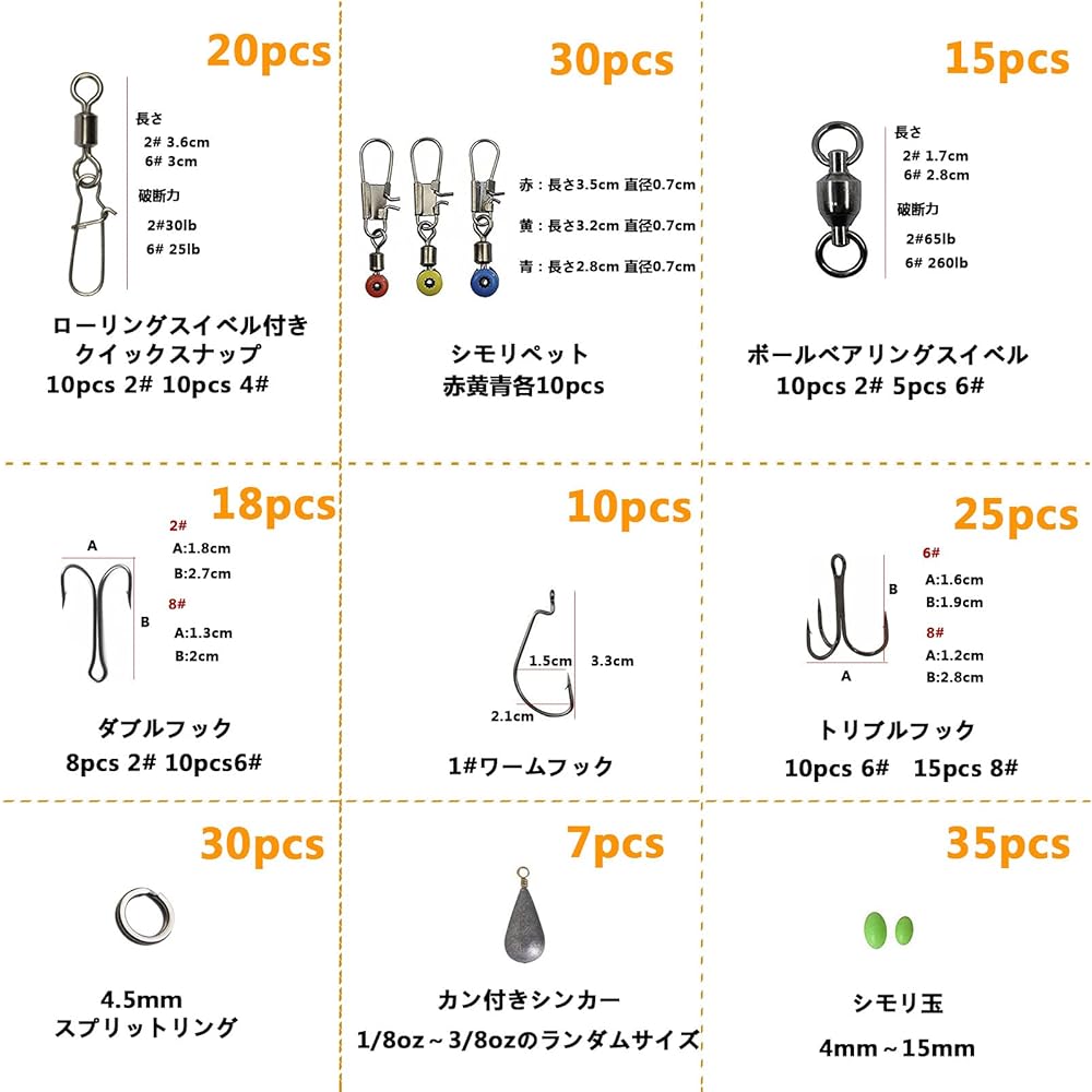 SHADDOCK Fishing Accessory Set, Make Your Own Fishing Tackle, 190 Fishing Set, Includes 9 Types of Fishing Tackle, including Salkan, Waterproof Fishing Case Included