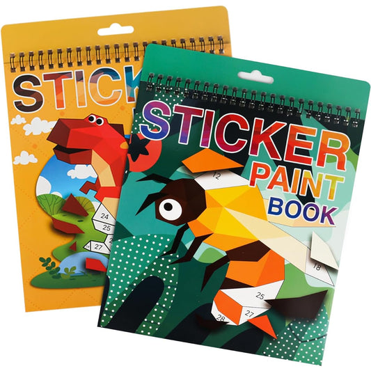 2 Pack Sticker Books for 4-8 Year Old Kids Crafts 4-8 Year Old Stickers Paint Book for Boys Girls Birthday Gifts Party Favors Travel Activity Book Set for Learning (Dinosaurs + Insects)