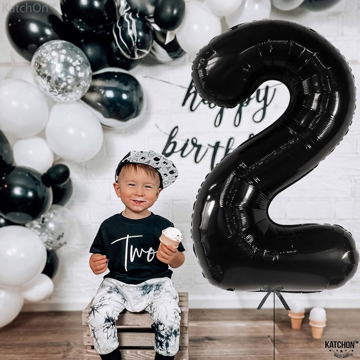 Black Number 2 Foil Balloon