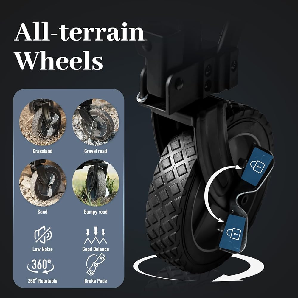 LACAL Garden Cart Carry Wagon Large Capacity with Brake Outdoor Carry Cart Load Capacity 120kg One-Touch Convergence Type Folding Extra Large Tire Luggage Carrying Outdoor Wagon