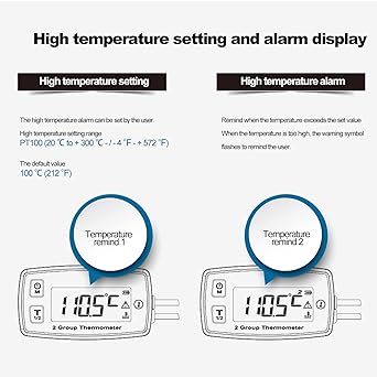 DOQN Engine Temperature Gauge, LCD Tachometer Heat Resistant Dual Channel, Green Backlight for Motorcycle, Boat ATV
