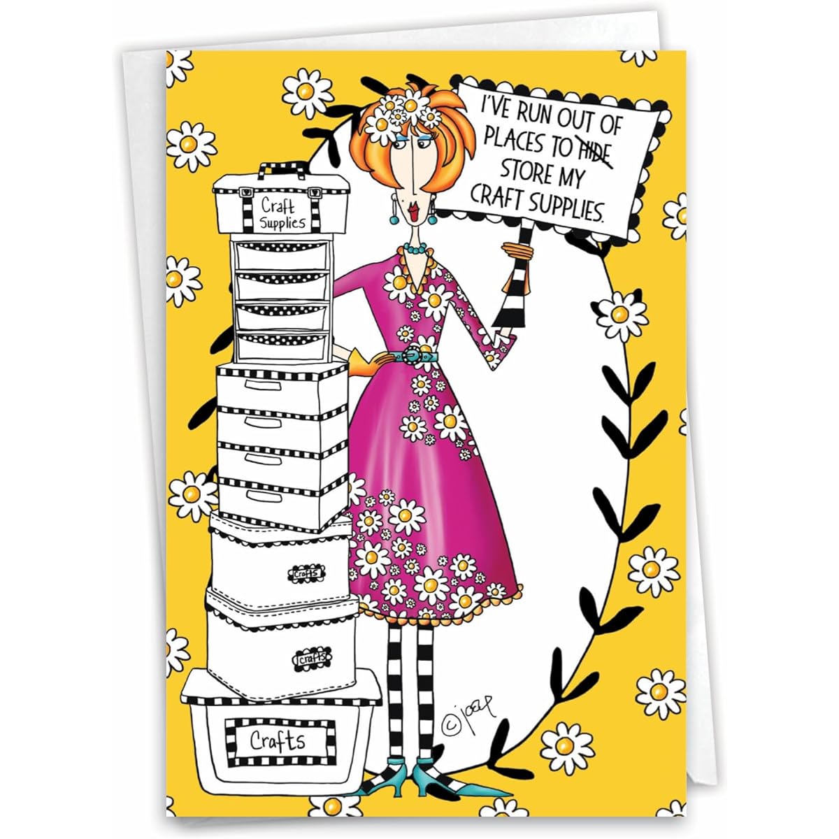 NobleWorks - 1 Funny Birthday Card for Women - Happy Bday Cartoon, Women's Note Card with Envelope - Craft Supplies C3665BDG