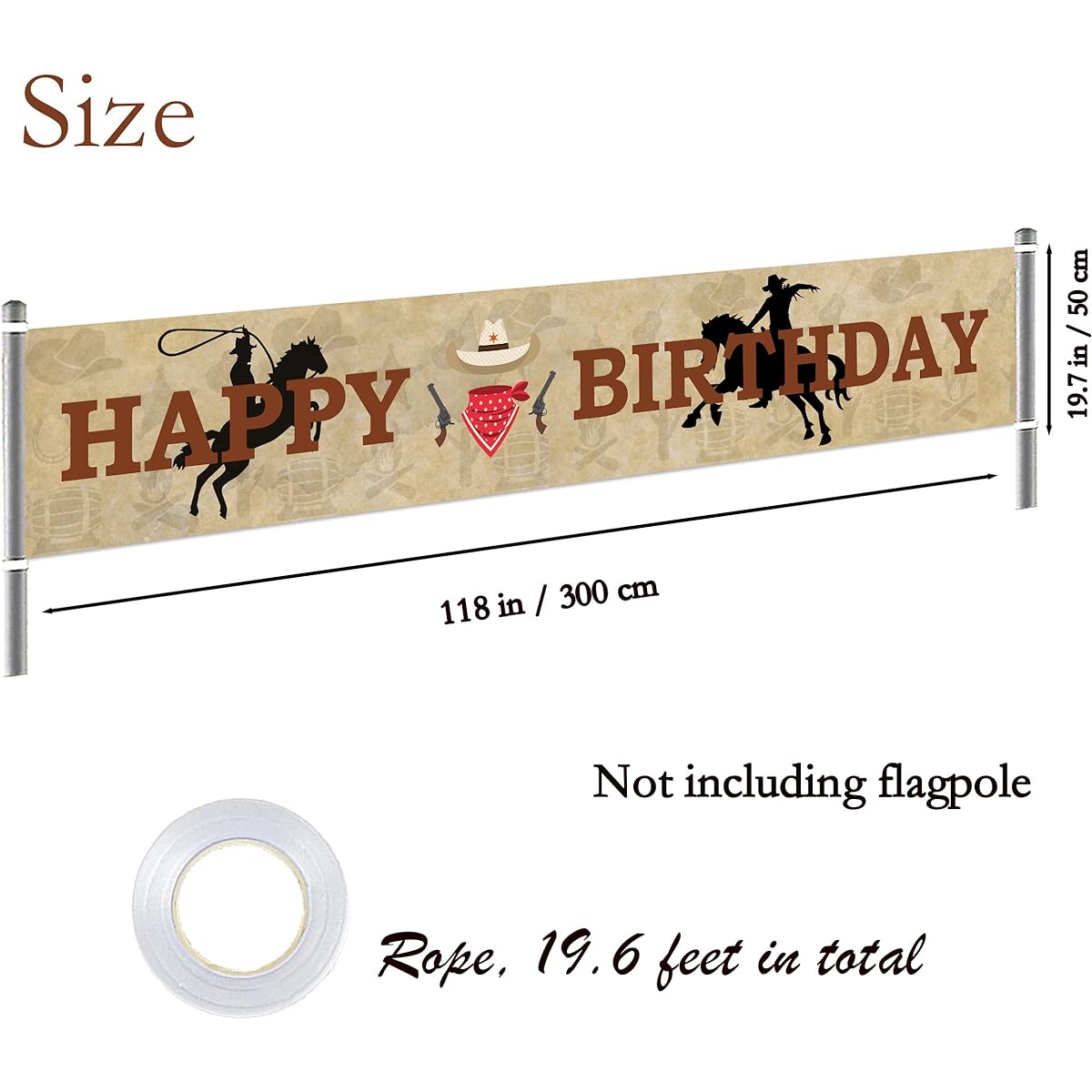 Labakita Lager Western Cowboy Happy Birthday Banner, Cowboy Theme Birthday Banner, Western Cowboy Birthday Party Decorations for Boys/Men