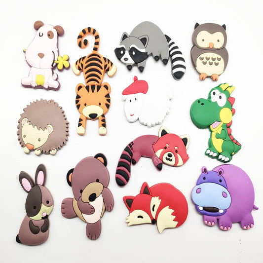 12pcs Refrigerator Magnets for Toddlers Cute Animals Refrigerator Magnets for Kids Whiteboard Full Back Magnetic Soft Rubber Kids Baby Safe Magnets