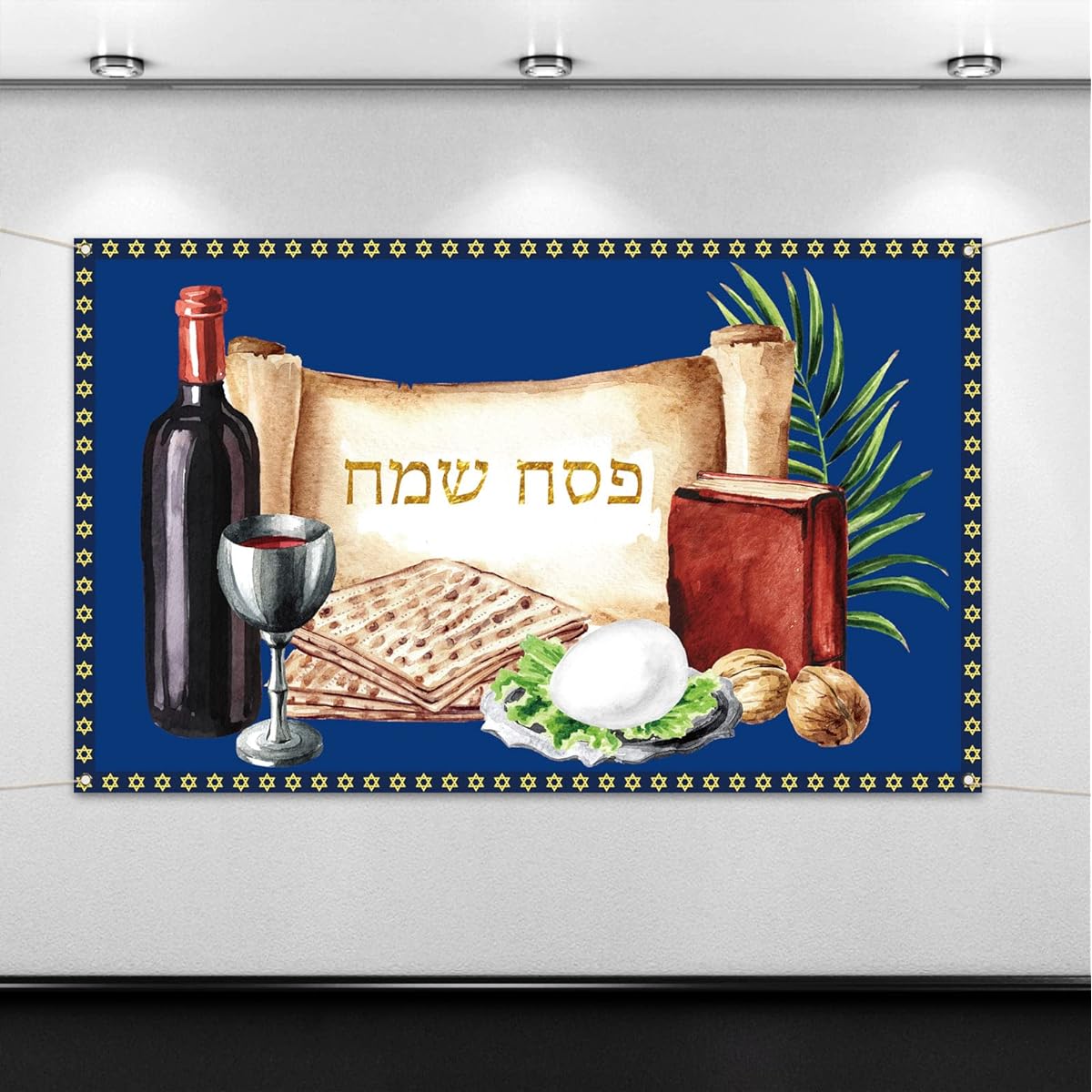 Nepnuser Happy Passover Photo Booth Backdrop Jewish Pesach Festival Indoor Outdoor Home Wall Background Decor