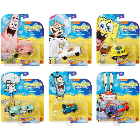Underwater Wheels Spongebob Character Squarepants 6-Pack Car Bundle + Spongebob Yellow Bubble Van / Patrick Star / Squidward / Mr. Krabs / Plankton / Sandy Cheeks Racer Die-Cast 6 Items Bundle