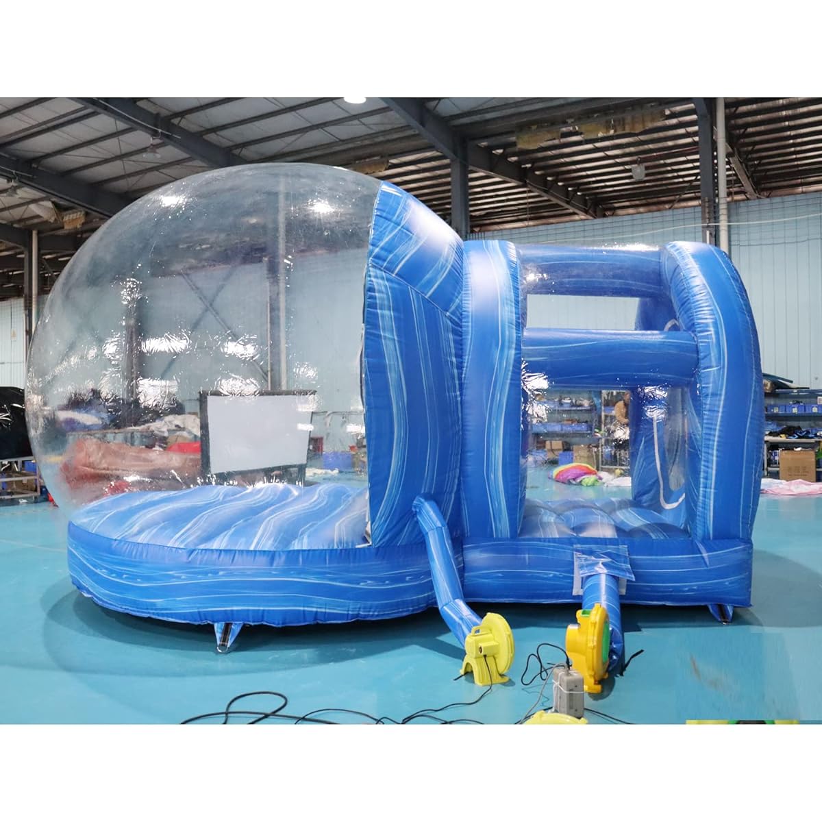 SAYOK Christmas Decorations Inflatable Snow Globe Transparent Bubble Tent with Background Print Blower and Pump 13ft
