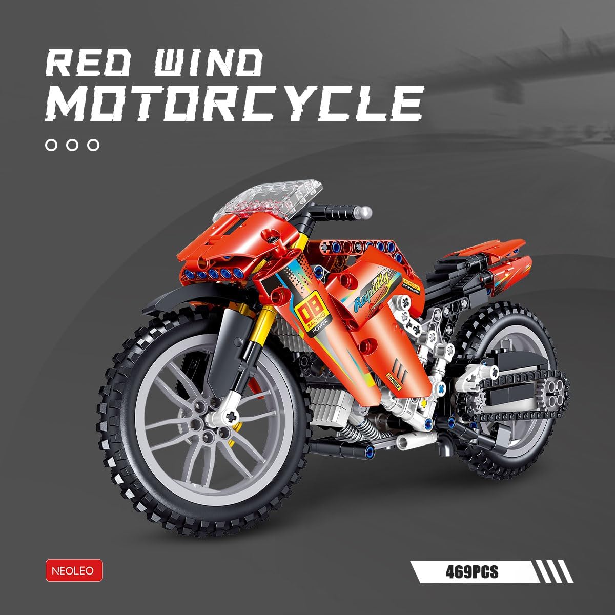 NeoLeo Super Motorcycle Mock Building Blocks and Construction Toys, Model Toys for Kids and Adults, 1:14 Scale Sports Moto Model (496 Pieces) NL481