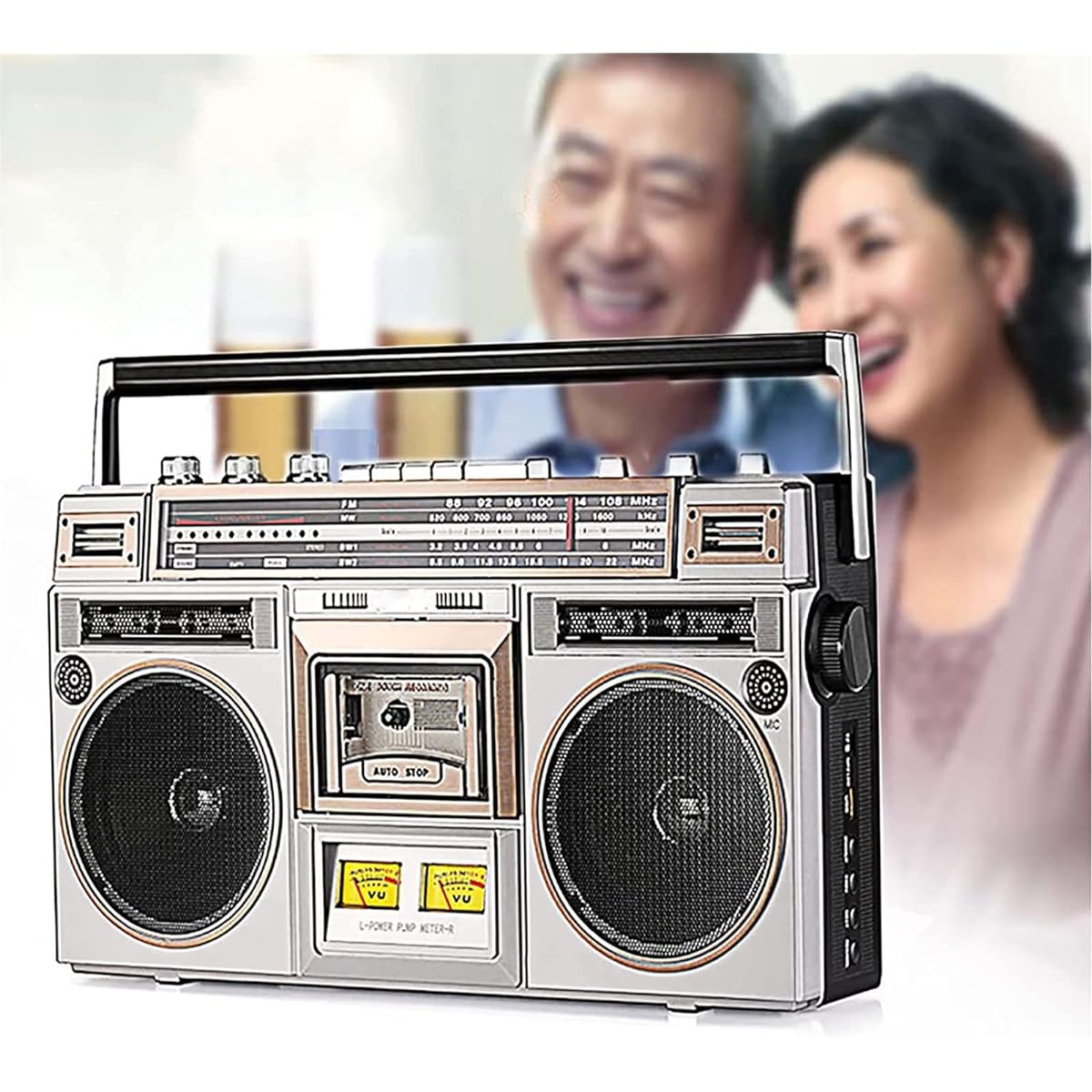 Classic 80s Style Retro Boombox CD Tape Player, Retro Bluetooth Cassette Player, Fm and Dab+ Radio, USB Recording, Cassette Player Radio, Cassette Recorder for Family Gathering Travel