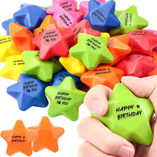 36 Pieces Star Stress Balls, Star Mini Foam Balls, Stress Relief Balls, Star Shaped Stress Toys, Bag Fillers for Teens/Adults/Students (Birthday)