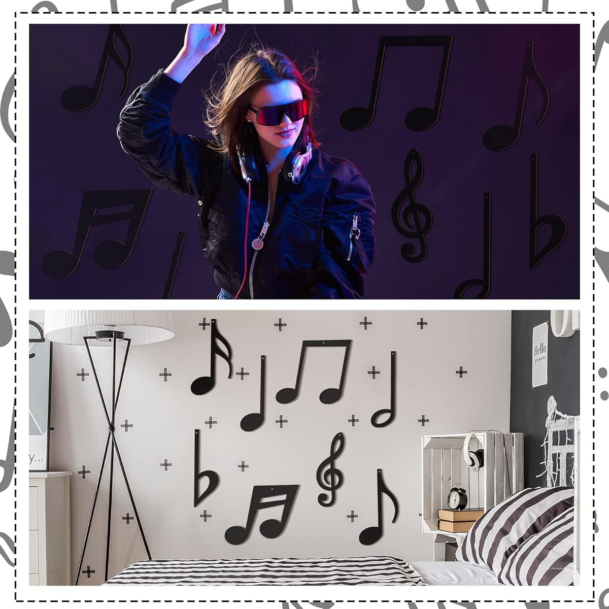 Treble Clef Wood Wall Decor Black Music Notes Wall Art Hanging Music Notes Decor Wood Music Notes Wall Decor Music Notes Decor Home Decor Wood Music Notes for Studio Party
