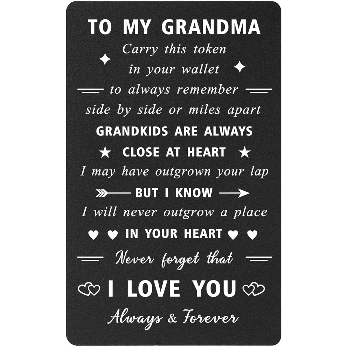 ENGZHI Grandma Cards, Grandma Gifts from Grandchildren, I Love Grandpa, Birthday, Mother's Day, Christmas, Valentine's Day, Metal Engraved Wallet Card