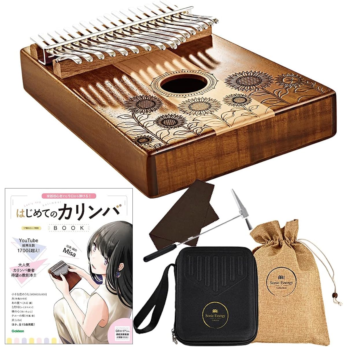 MEINL KL1706H Kalimba with sheet music and instruction book set, sound hole, maple/acacia, gloss finish, Meinl