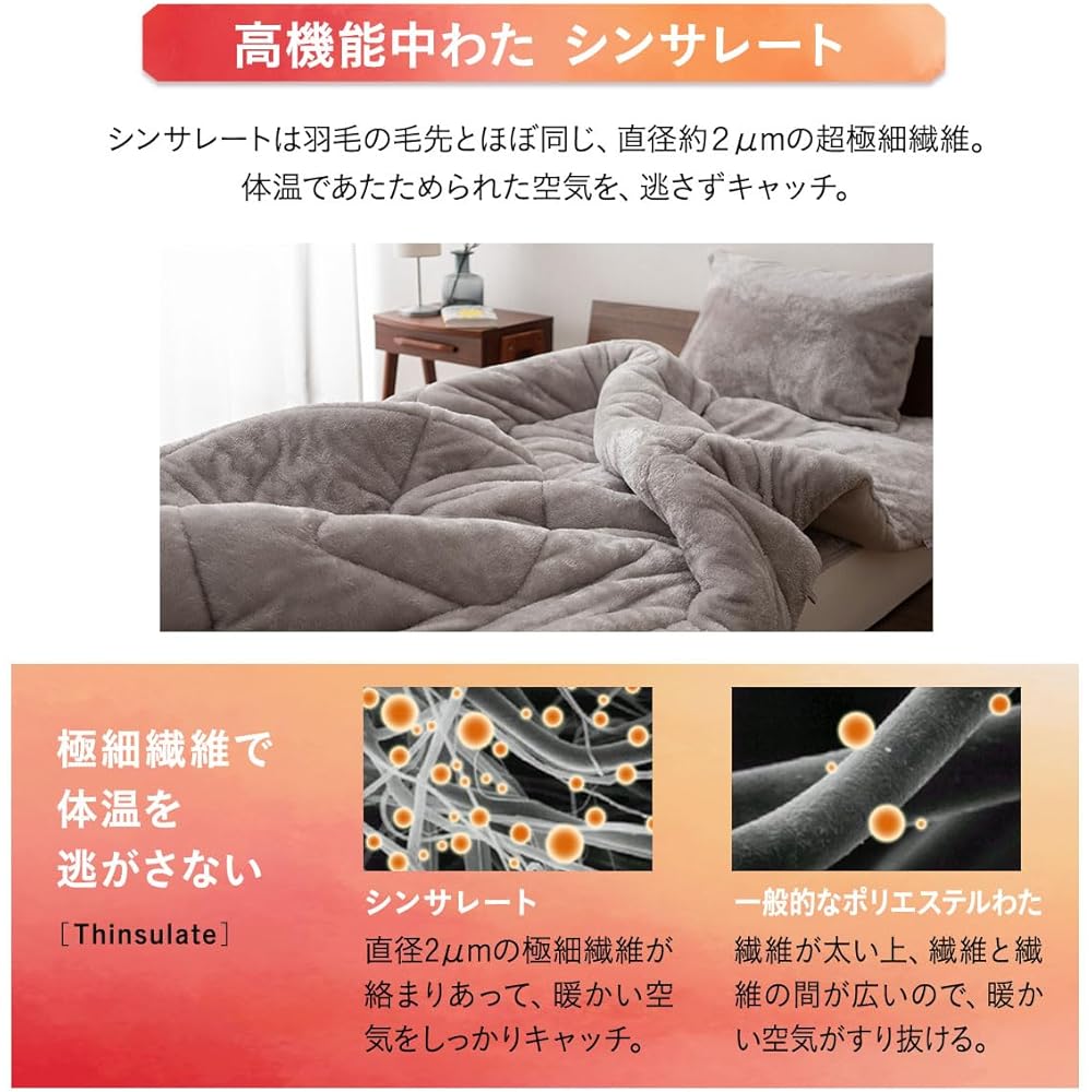 EMOOR Comforter Futon Blanket EMOOR HEAT Thinsulate Thinsulate cotton single greige Special material ``EMOOR HEAT'' High-performance filling material ``Thinsulate'' Washable Reversible
