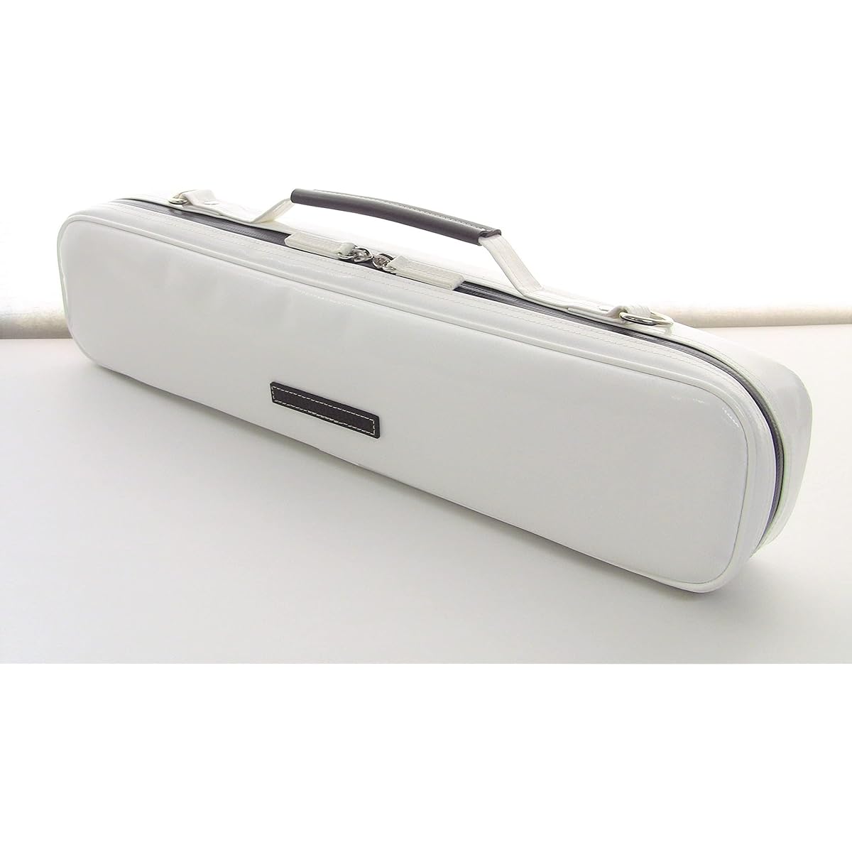 NAHOK H-tube (B foot) flute case guard "Amadeus/wf" White/Genuine leather chocolate handle [Waterproof fabric made in Germany x special temperature control function & shock absorbing material + waterproof zipper] Fabric from Germany, Made in Japan.