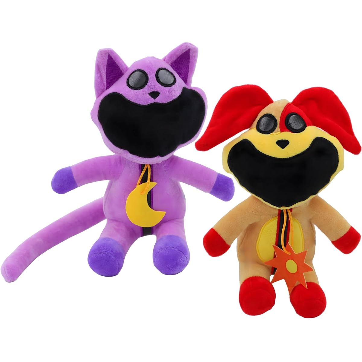 BEGA TOYS Smiling Creatures Plush - 10" Catnap and Dogday - Cute Stuffed Animals - Soft Stuffed Animals for Kids and Adults - Children's Birthday (10" Dognap and Catnap)