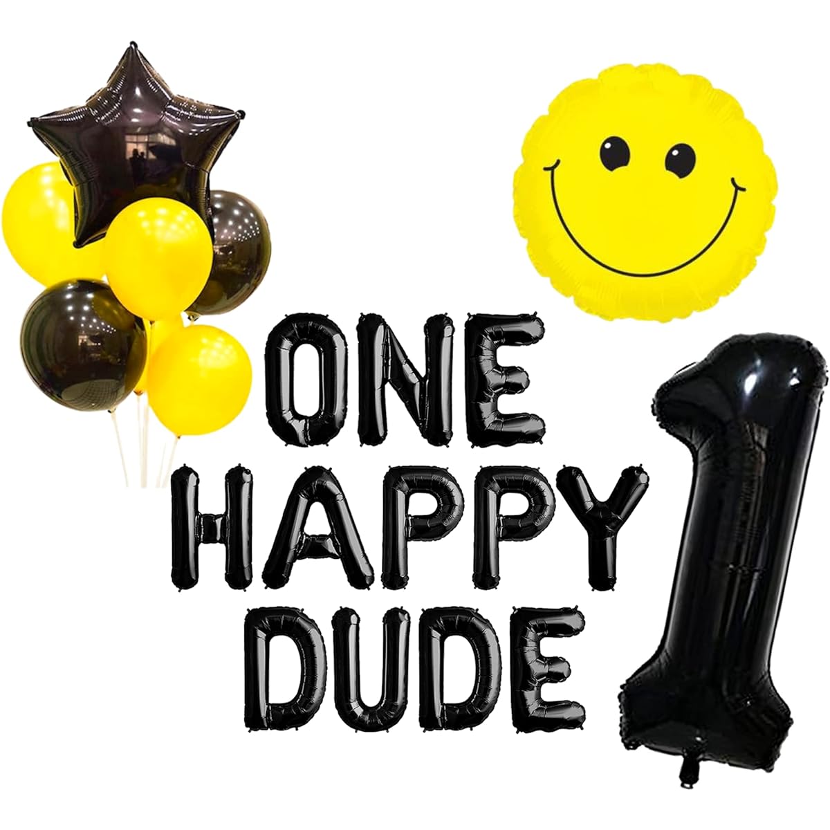 One Happy Dude Birthday Decorations, Banners, Signs, Smiley Face Party Decorations, Cool Boy Birthday Decorations, Boy's First Birthday Decorations.
