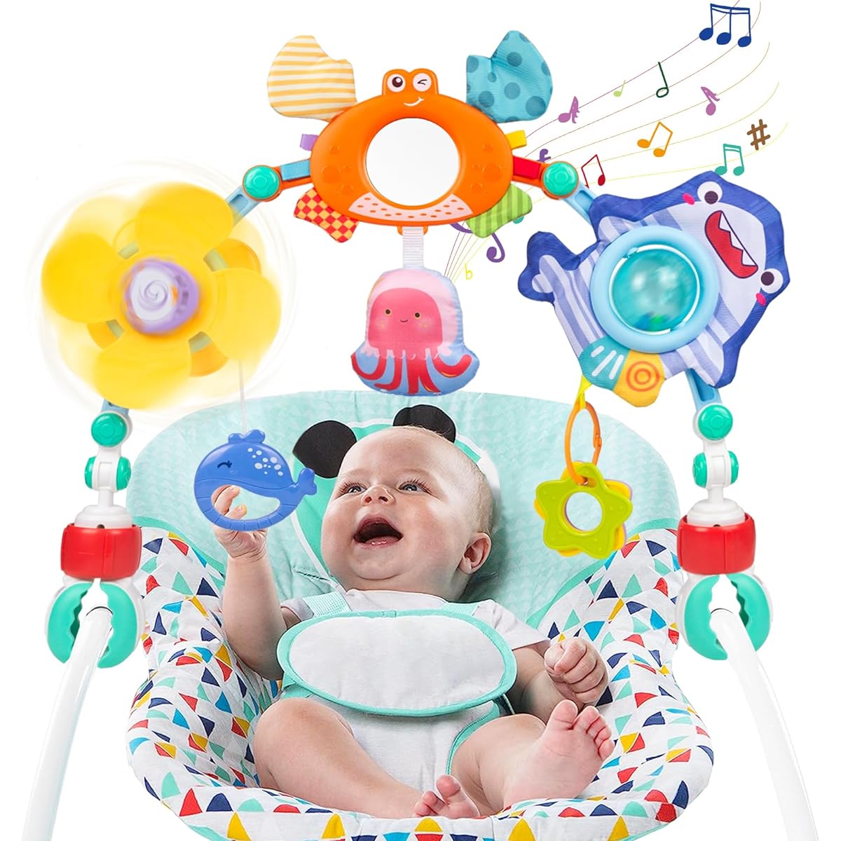 FATI Stroller Arch Toy, Car Seat Toy for Baby 0-6 Months, Stroller Toy for Newborn 0-3 Months, Infant Toy 3-6 Months, Bouncer Toy Bar for Crib Basket, Boys Girls 0 3 6 9 12 Months