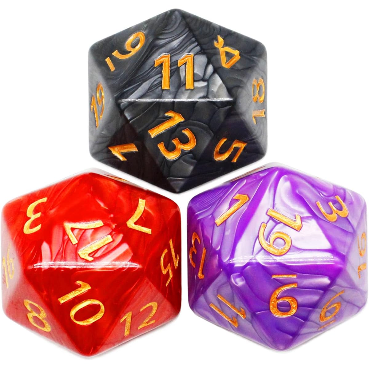 D20 Dice Large DND 20 Sided Dice Set for Dungeons & Dragons RPG MTG Tabletop Games 55mm 3pcs