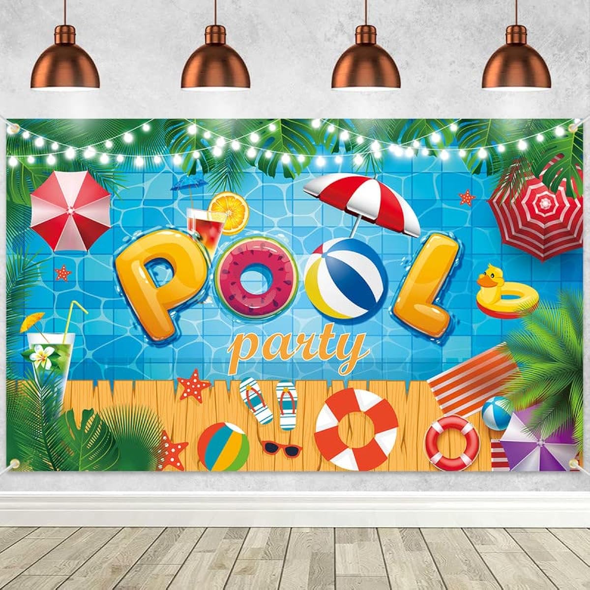 Woyamay Pool Party Backdrop 72.8 x 43.3 Inch Beach Background Pool Party Decorations Hawaiian Party Decorations Pool Party Banner Summer Party Decorations Pool Supplies Indoor/Outdoor