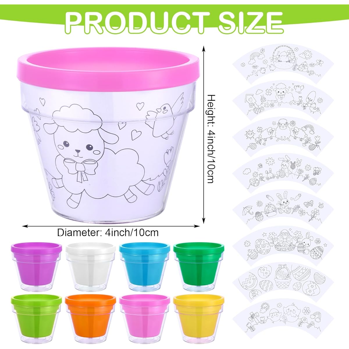 Meanplan 24pcs Easter DIY Flower Pots for Kids Artist Flower Pots Bulk Easter Garden Pots Craft Kit for Children Easter Gifts Fun Home School Classroom Activities