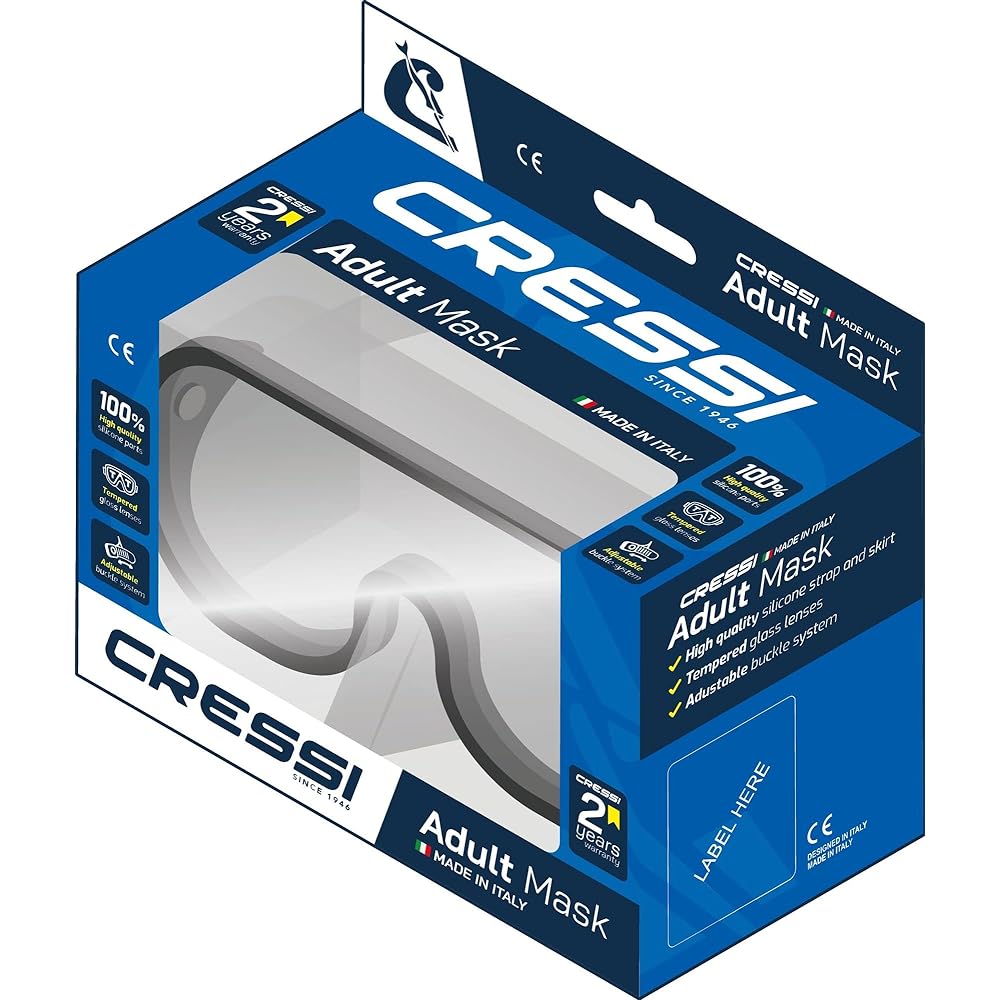CRESSI Snorkeling Mask [MAREA] Twin Lens Tempered Glass Lens Color Finely Adjustable Strap [Genuine Product]