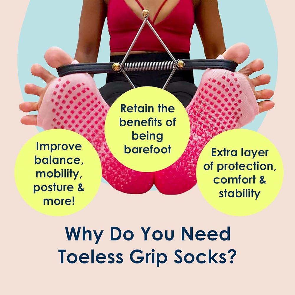 [Tucketts] Yoga Socks for Women, Non-Slip, Toeless, Non-Slip Adhesive Grip Socks - Pilates, Barre, Ballet (Flow) One Size Fits Most