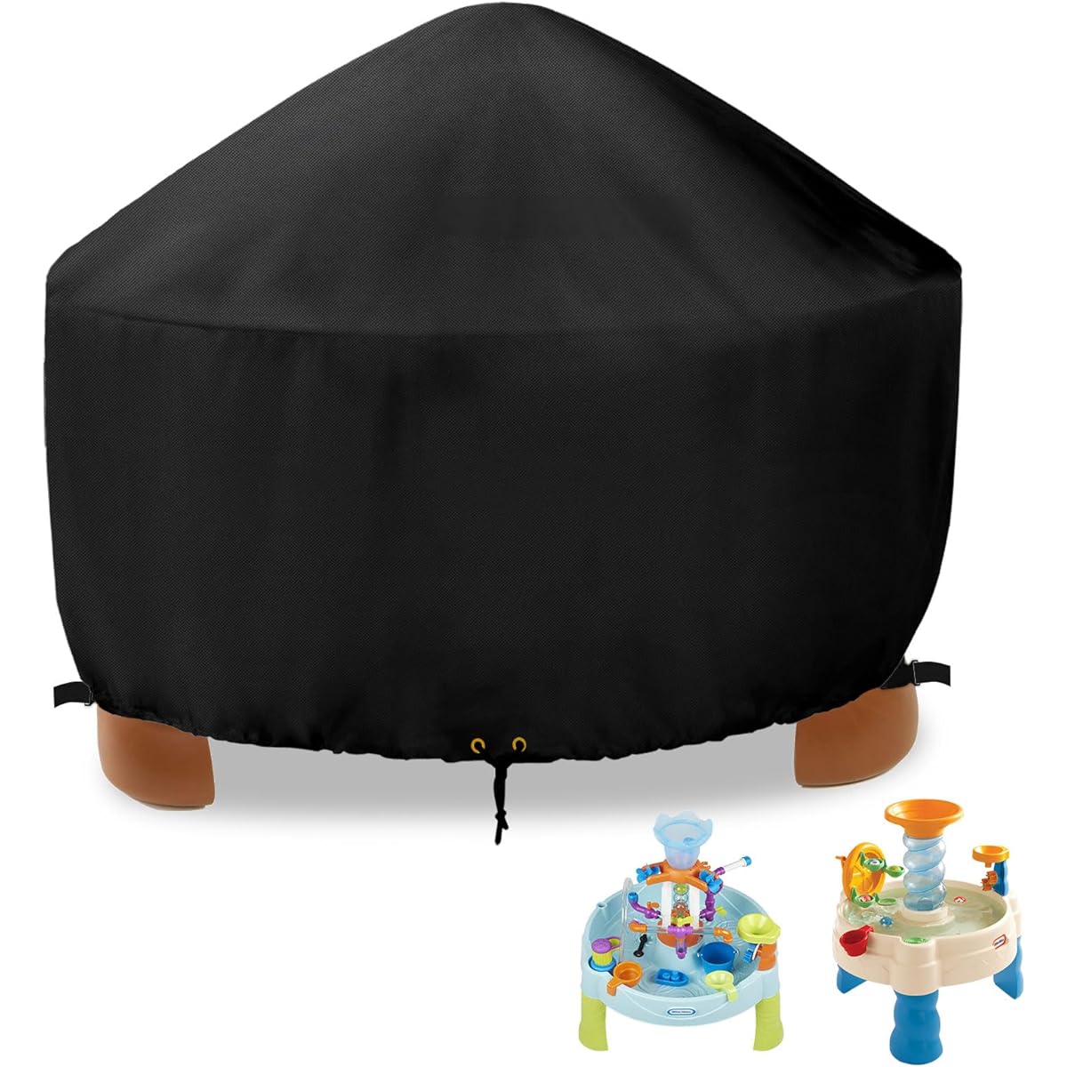 RICHIE Kids Water Table Cover Round for Little Tikes Water Table, Waterproof, Dustproof, UV Resistant, Toddler Water Table Toys, Sand Pail Cover, Toy Cover, 32" D x 20" H, Black, Cover Only